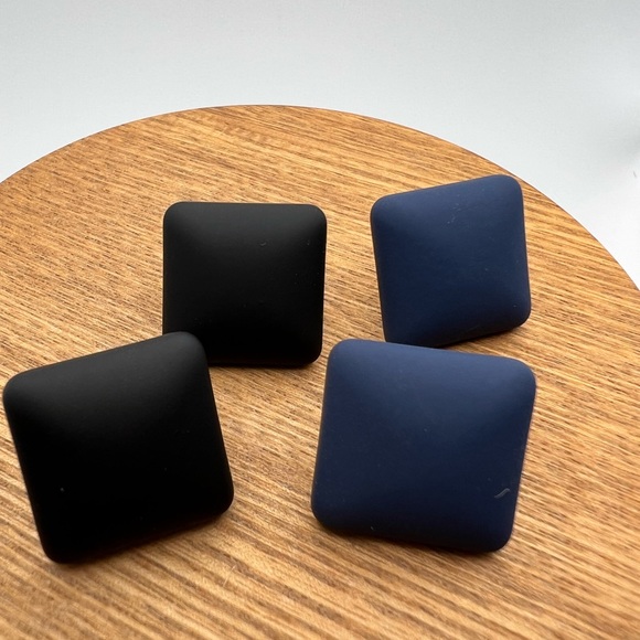 Classic Black & Blue Square Stud Earring set - Trendy Large Stud Earrings Set - Picture 13 of 13
